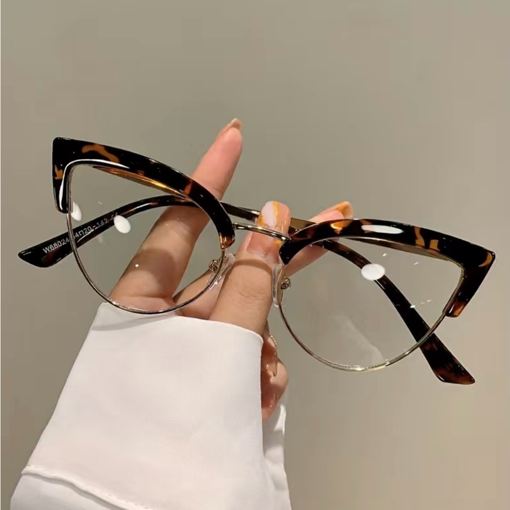 Leopard Print Blue Light Blocking Vintage Cat Eye Clear Lens Computer Glasses
